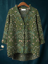 Women's Vintage Floral Art Print Casual Pullover Sweater